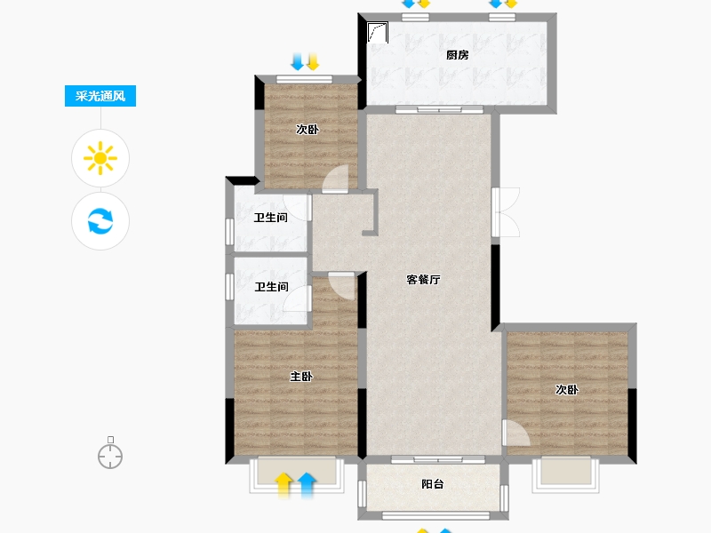 江苏省-南京市-栖霞鲁能公馆-103.20-户型库-采光通风