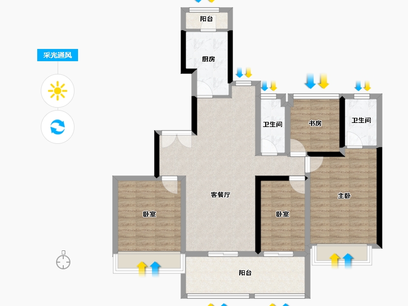 广东省-佛山市-电建地产·洺悦华府-101.05-户型库-采光通风