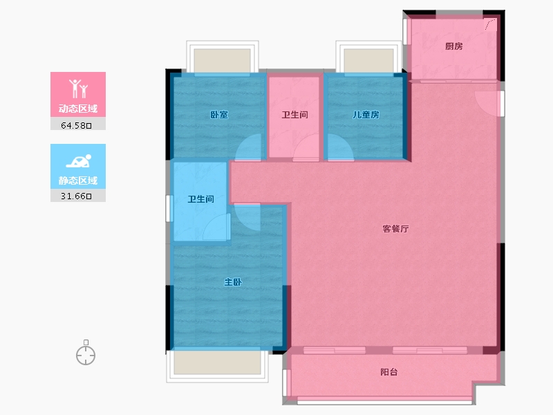 安徽省-合肥市-皖投国滨世家-87.21-户型库-动静分区