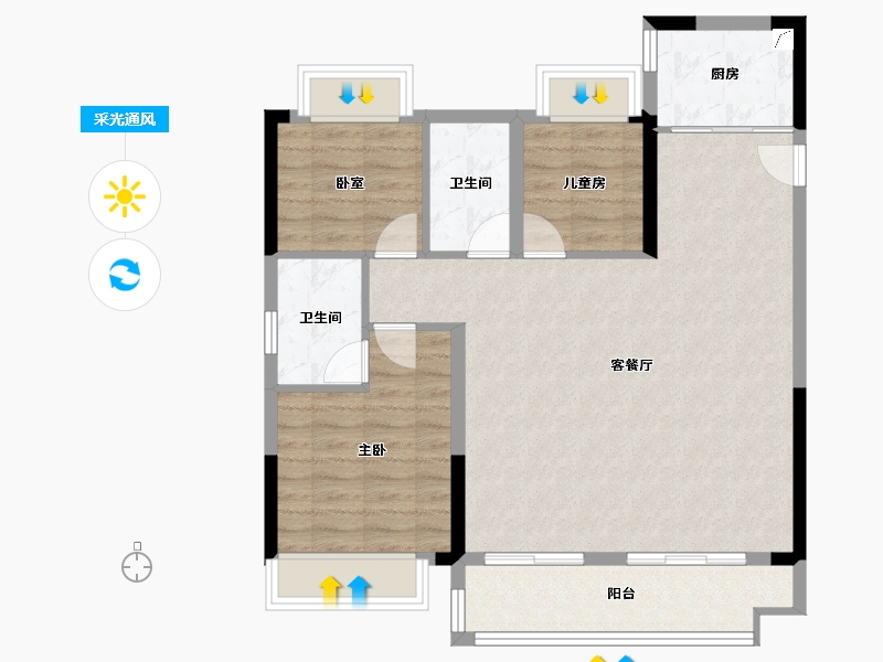 安徽省-合肥市-皖投国滨世家-87.21-户型库-采光通风