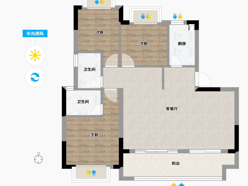 江西省-南昌市-锦天·天悦华府-79.30-户型库-采光通风