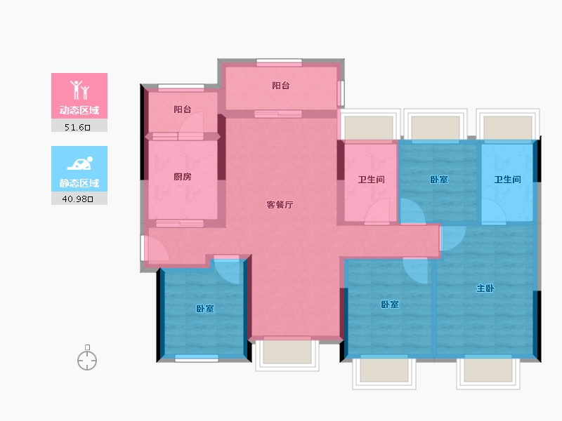 广东省-佛山市-东建世纪锦园-81.69-户型库-动静分区