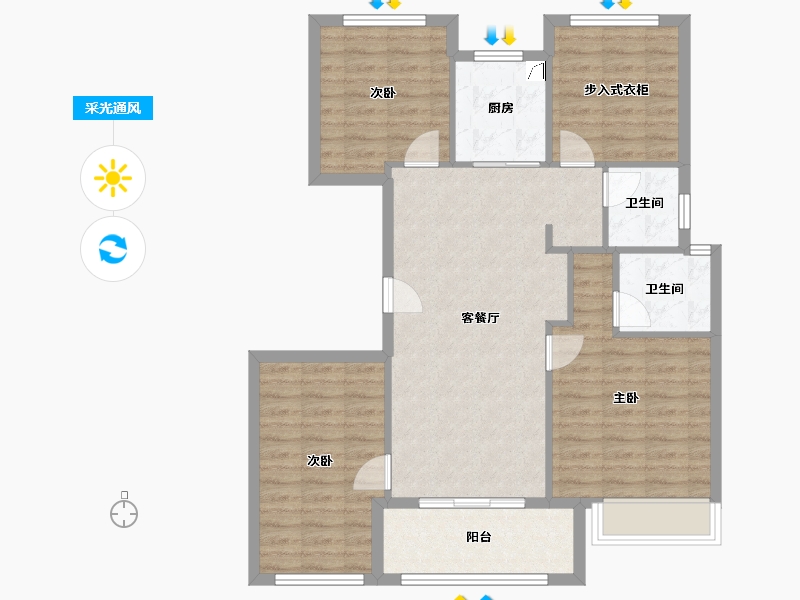 浙江省-宁波市-青溪云庐-105.00-户型库-采光通风