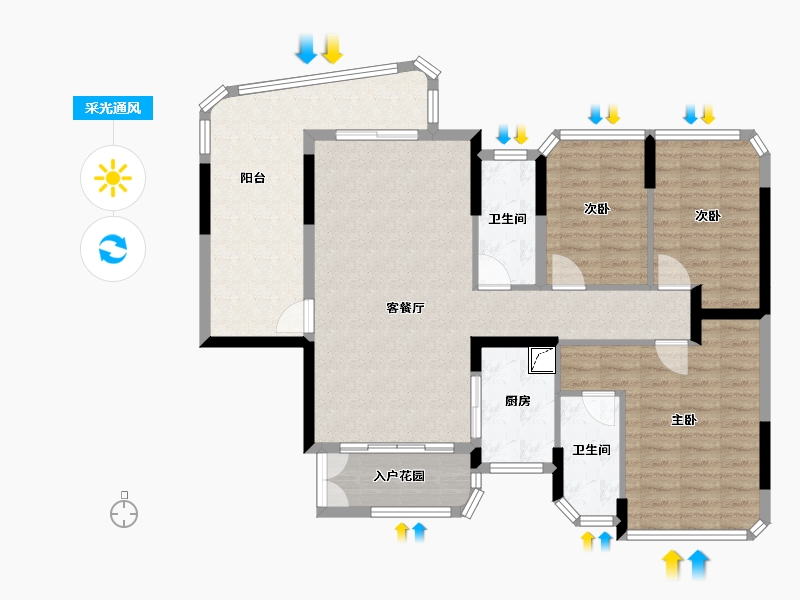 广东省-珠海市-天恒·湾景-105.39-户型库-采光通风