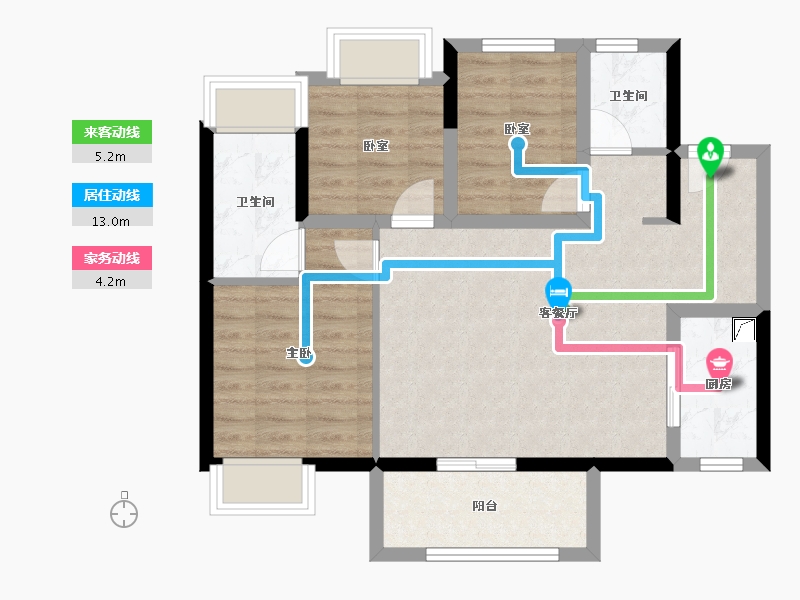 广东省-佛山市-东建世纪锦园-72.23-户型库-动静线