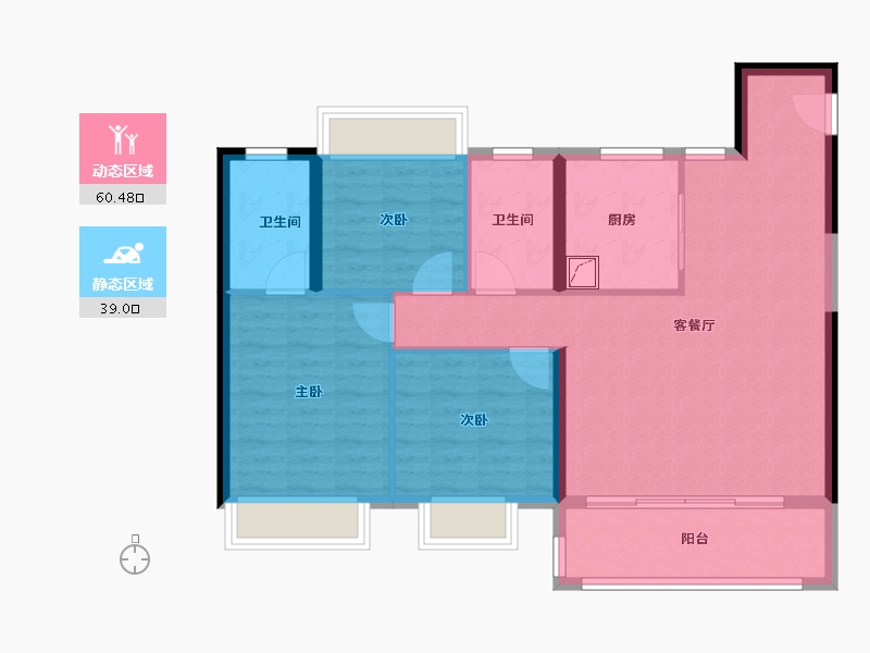 江苏省-南京市-中交保利翠语江岚-89.60-户型库-动静分区