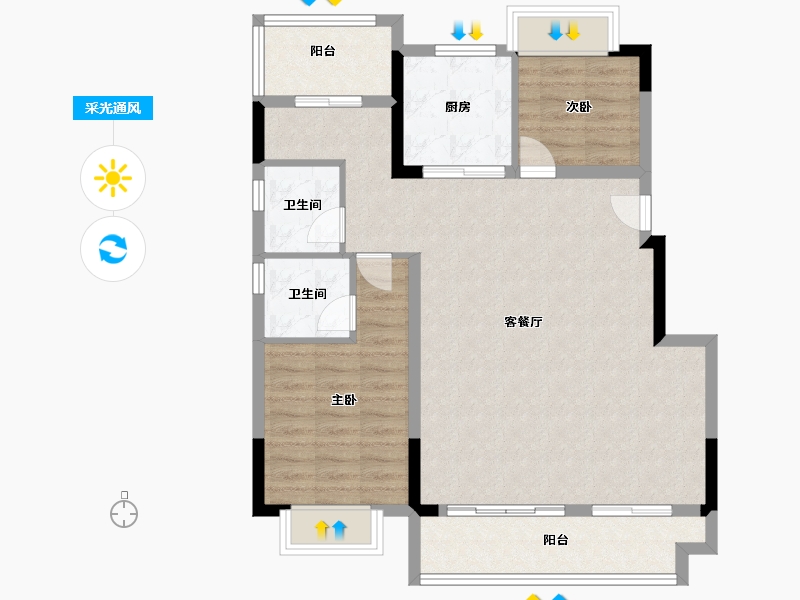 安徽省-合肥市-东城金茂悦-90.00-户型库-采光通风