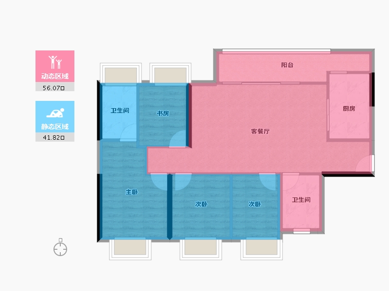 广东省-佛山市-绿城顺德杨柳郡-88.38-户型库-动静分区