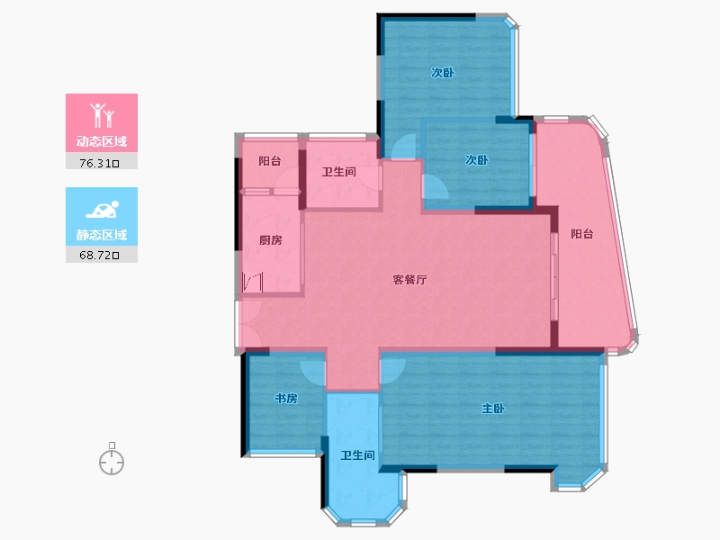 广东省-珠海市-天恒·湾景-131.49-户型库-动静分区