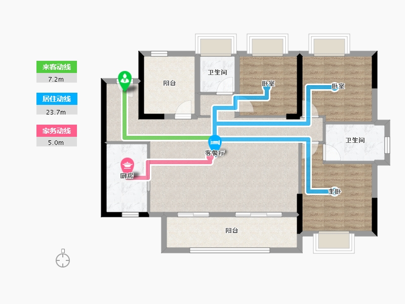 广东省-佛山市-普君新城华府二期-102.06-户型库-动静线