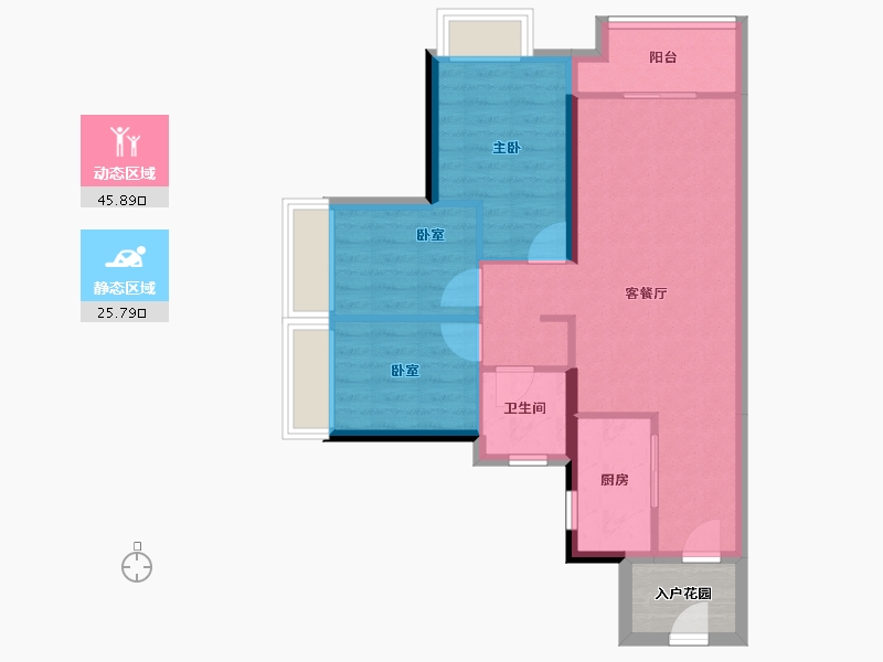 广东省-佛山市-绿城顺德杨柳郡-67.40-户型库-动静分区