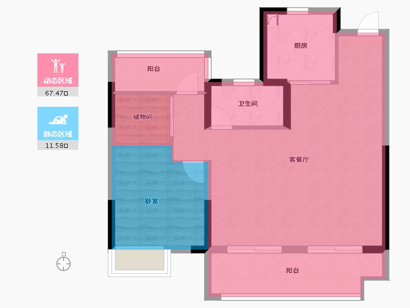 安徽省-合肥市-正荣旭辉政务未来-71.00-户型库-动静分区