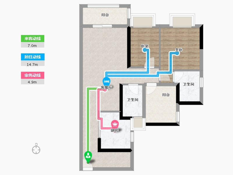 广东省-佛山市-普君新城华府二期-76.31-户型库-动静线