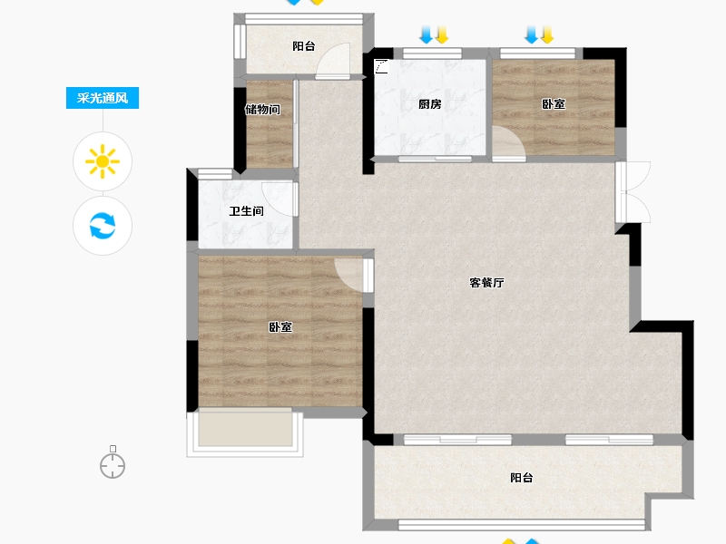 安徽省-合肥市-正荣旭辉政务未来-82.00-户型库-采光通风