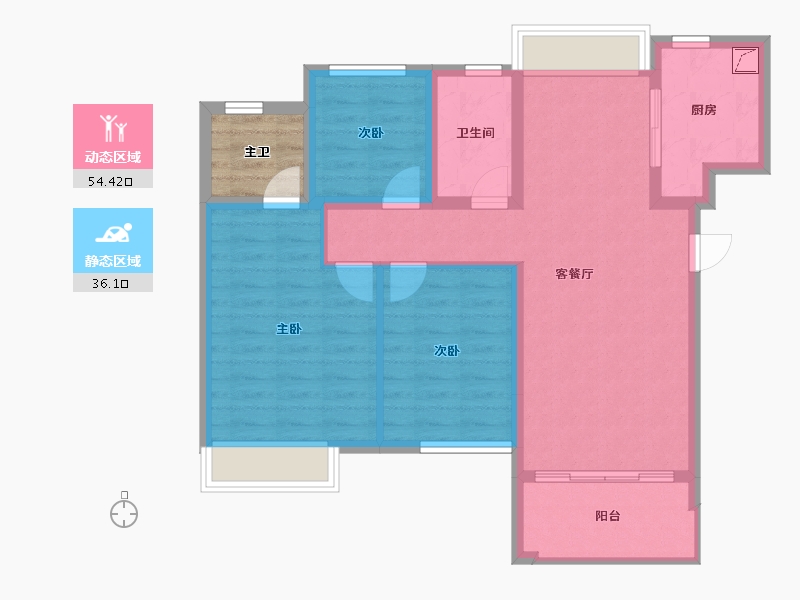 广东省-佛山市-保利紫山-84.63-户型库-动静分区