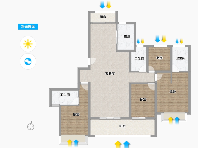 广东省-佛山市-电建地产·洺悦华府-129.14-户型库-采光通风