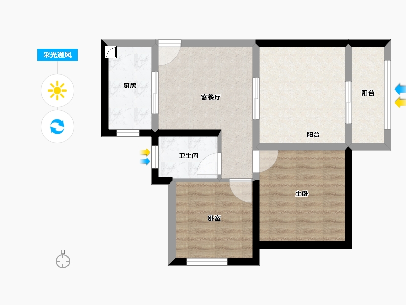 广东省-珠海市-华发水岸-63.00-户型库-采光通风