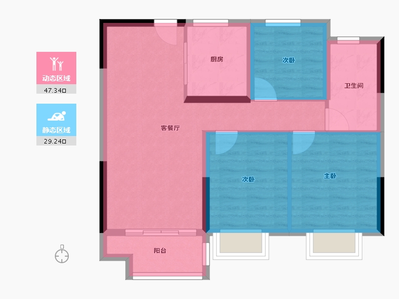 江苏省-南京市-南京中骏东原·璟阅-68.36-户型库-动静分区