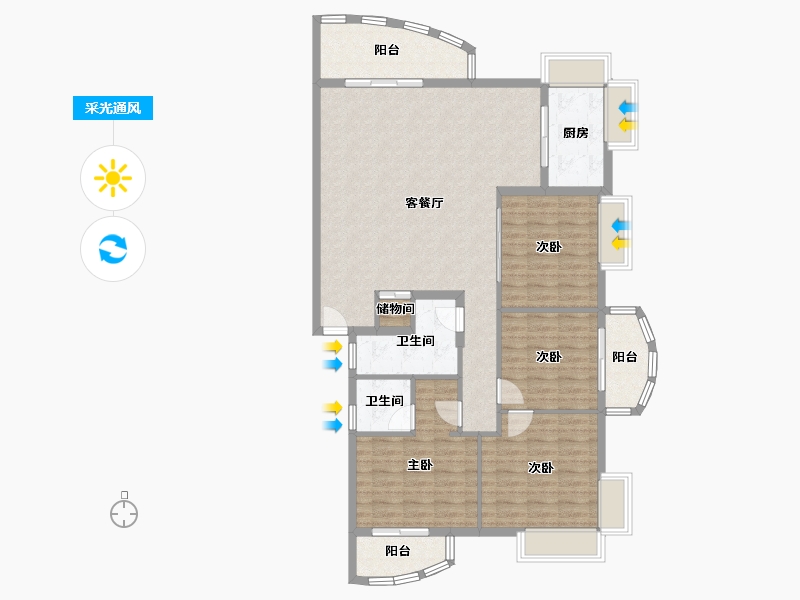 湖北省-武汉市-鹦鹉花园-136.00-户型库-采光通风