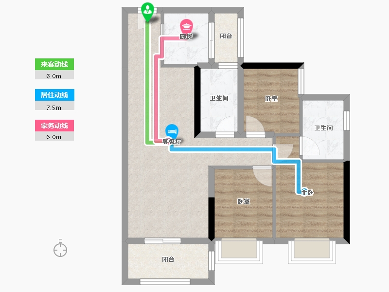 广东省-佛山市-东建世纪锦园-71.95-户型库-动静线