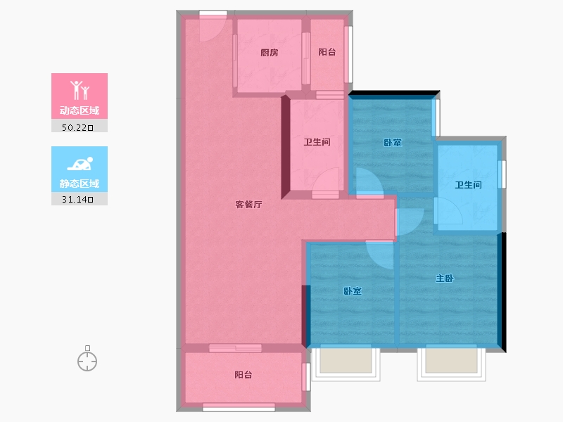 广东省-佛山市-东建世纪锦园-71.95-户型库-动静分区