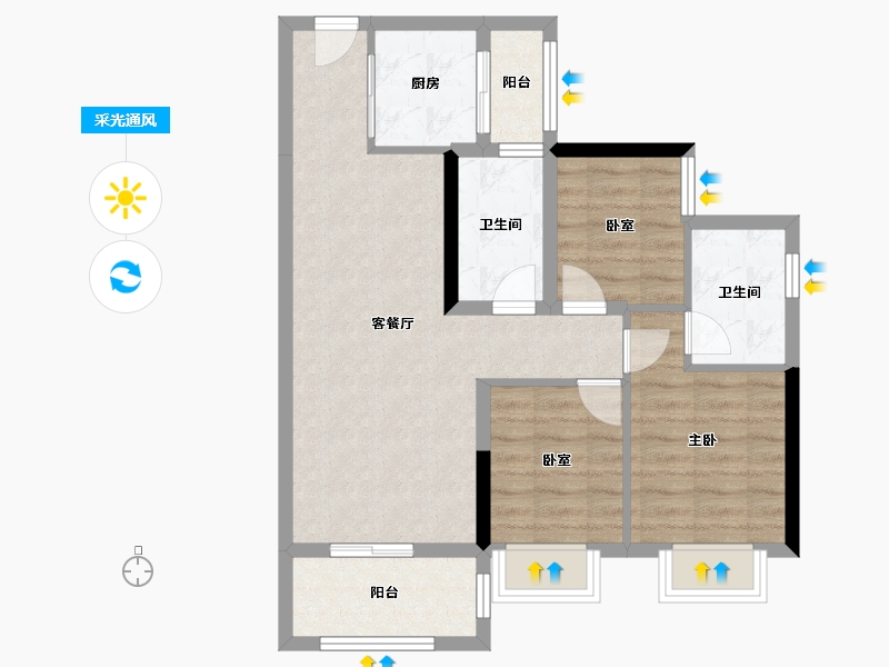 广东省-佛山市-东建世纪锦园-71.95-户型库-采光通风