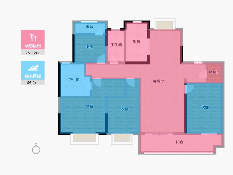 江苏省-南京市-万象天地四季-126.41-户型库-动静分区