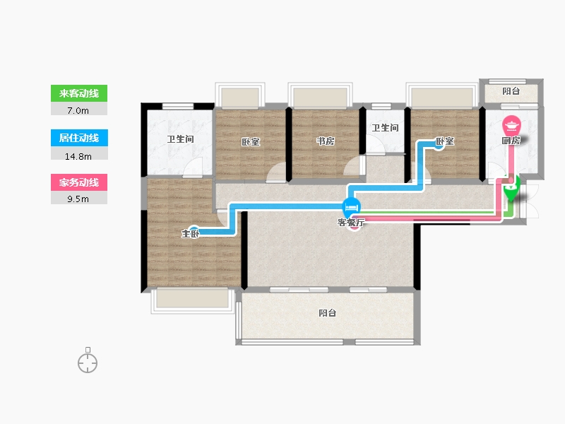 广东省-佛山市-电建地产·洺悦华府-107.02-户型库-动静线