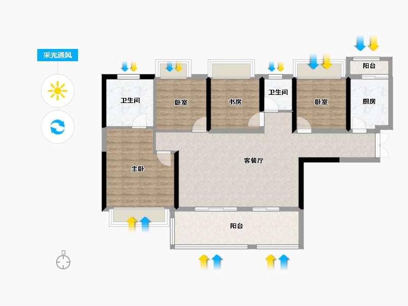 广东省-佛山市-电建地产·洺悦华府-107.02-户型库-采光通风