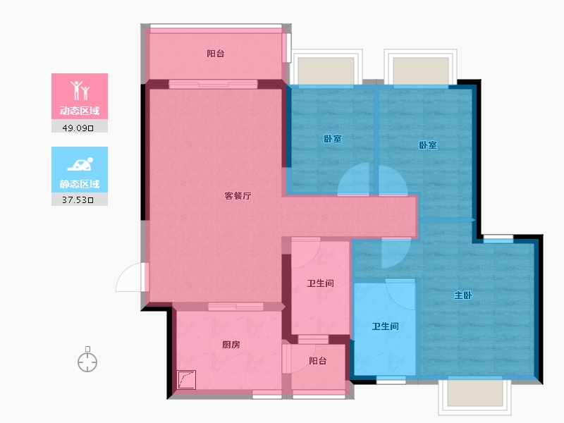 广东省-佛山市-恒大郦湖城-77.00-户型库-动静分区