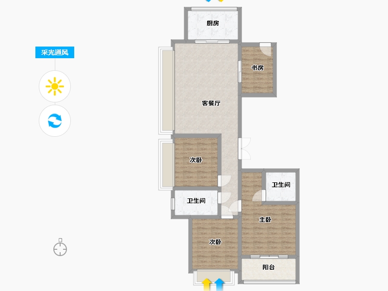 浙江省-杭州市-保利澄品-98.00-户型库-采光通风