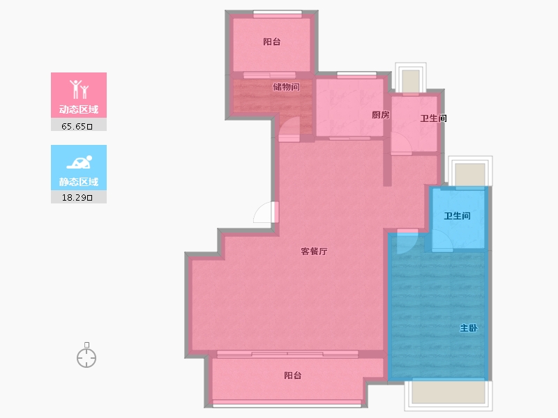 安徽省-合肥市-新城吾悦广场-75.00-户型库-动静分区