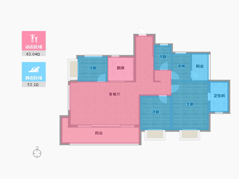 广东省-珠海市-华发广场(II期)横琴湾-104.32-户型库-动静分区