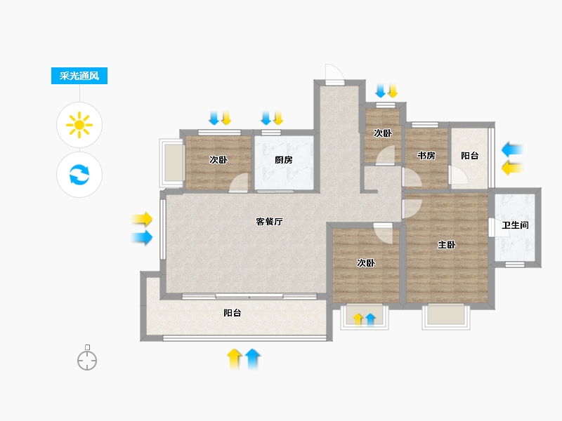 广东省-珠海市-华发广场(II期)横琴湾-104.32-户型库-采光通风