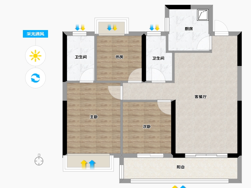 江苏省-南京市-江悦润府-84.00-户型库-采光通风