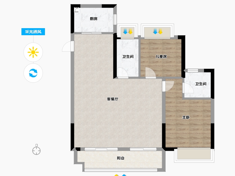 安徽省-合肥市-皖投国滨世家-83.00-户型库-采光通风