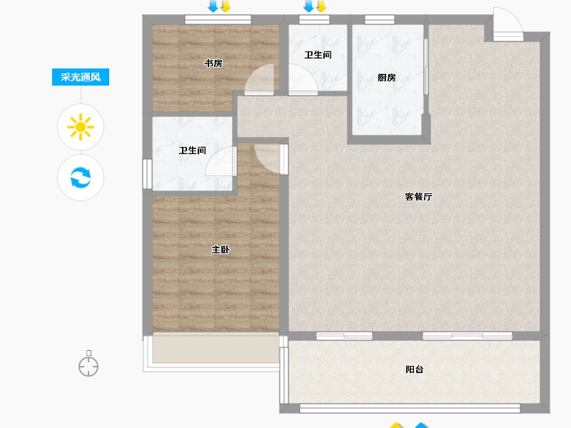 安徽省-合肥市-城建琥珀东华府-94.39-户型库-采光通风