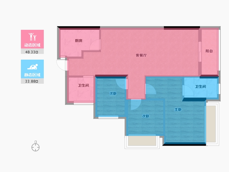 广东省-佛山市-金辉路劲江山云著-73.18-户型库-动静分区