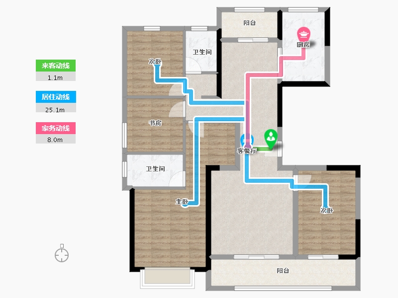 陕西省-西安市-西安绿城全运村2期-甘棠苑-122.00-户型库-动静线