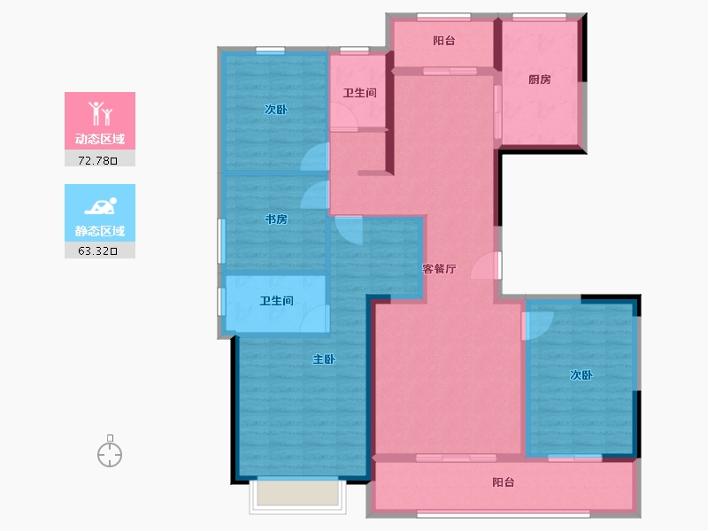 陕西省-西安市-西安绿城全运村2期-甘棠苑-122.00-户型库-动静分区