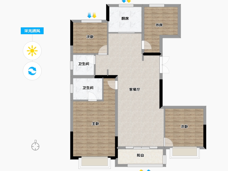 江苏省-南京市-栖霞鲁能公馆-114.40-户型库-采光通风