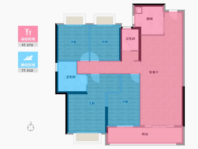 江苏省-南京市-水沐雍荣府-109.60-户型库-动静分区