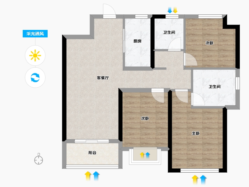 广东省-珠海市-新力湾-80.89-户型库-采光通风