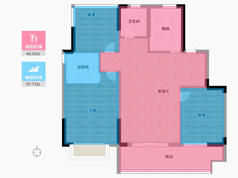 安徽省-合肥市-北麓雅院-75.99-户型库-动静分区