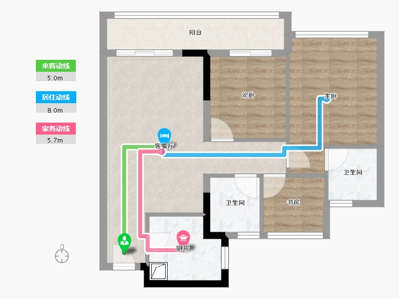 浙江省-杭州市-印象苕溪-89.00-户型库-动静线