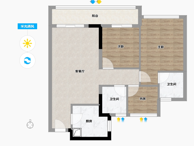 浙江省-杭州市-印象苕溪-89.00-户型库-采光通风