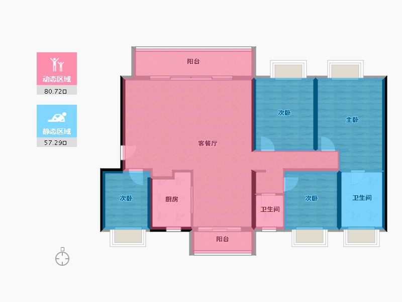 广东省-珠海市-华发广场(II期)横琴湾-124.68-户型库-动静分区