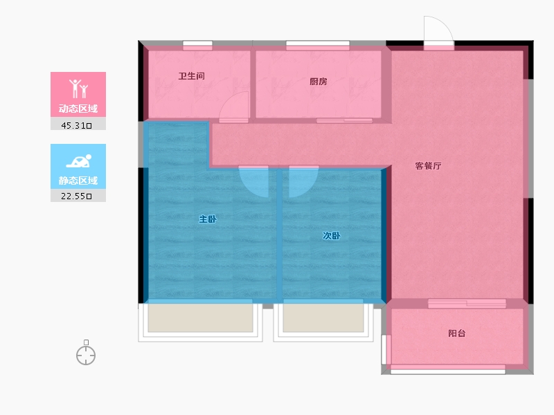 江苏省-南京市-江悦润府-60.80-户型库-动静分区