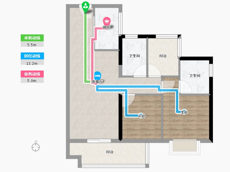 广东省-佛山市-美的云悦江山-75.60-户型库-动静线