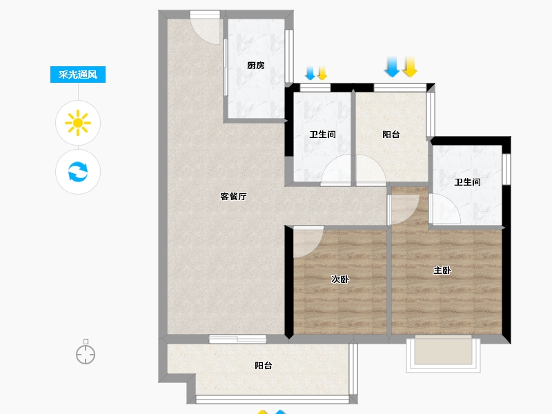 广东省-佛山市-美的云悦江山-75.60-户型库-采光通风